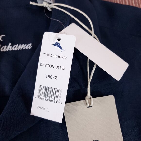 NWT Tommy Bahama Dayton Flyers Mens Large Silk Floral Hawaiian Shirt Navy Blue - Picture 8 of 14